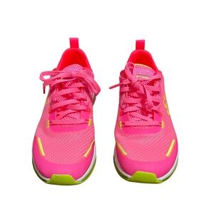 Worn once, women’s hot pink memory foam Skechers, size 7